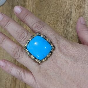 Sterling Silver Blue Cabochon Statement Ring
